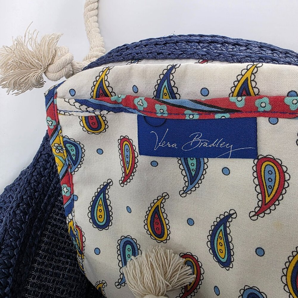 Vera Bradley Navy Straw Anchor Beach Tote - Picture 6 of 8